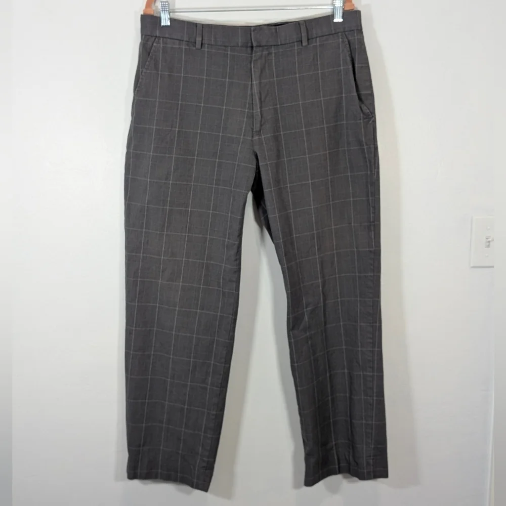 Banana Republic Men's Gray Checkered Pants Modern Fit Size 35/30 Cotton